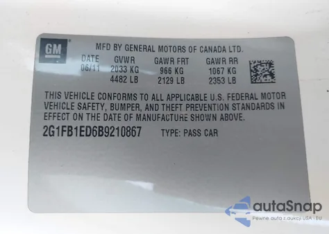 2011 Chevrolet Camaro 1Lt from USA, damaged, VIN 2G1FB1ED6B9210867